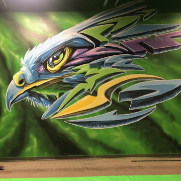 Eagle Mural in Normal Light at Get Air Trampoline Park: Amherst, NY
