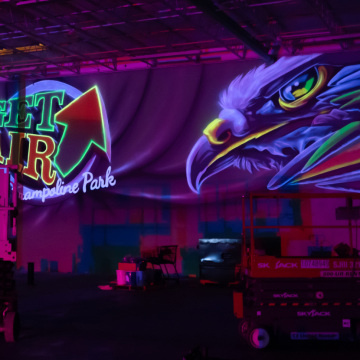 Eagle Mural in UV Light at Get Air Trampoline Park: Amherst, NY