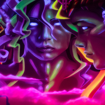 Gods of Flight Mural in UV Light at Get Air Trampoline Park: Amherst, NY 