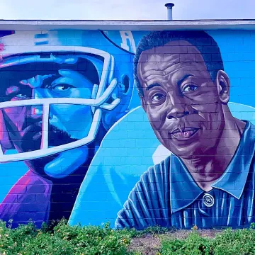 Mural of  Two time Super Bowl Champion Freddie Solomon for the Creative Canvas Project: Sumter, SC